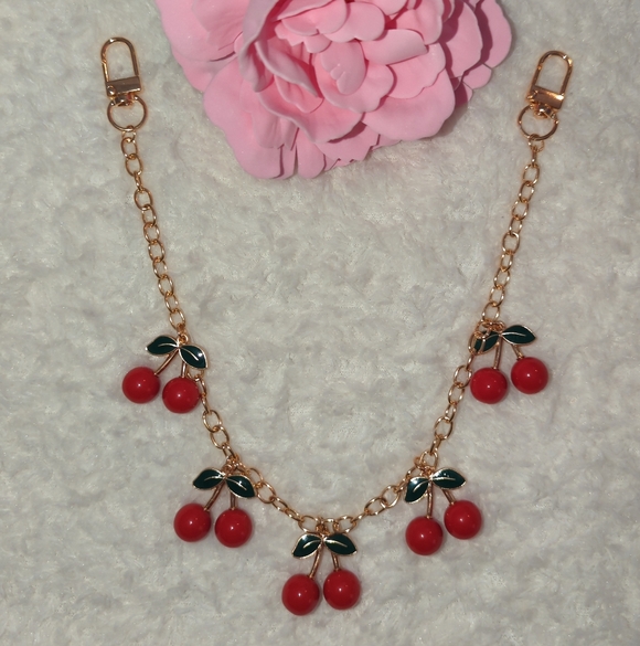 Handbags - Cherry Charm Gold-Tone Chain Strap - Red & Green